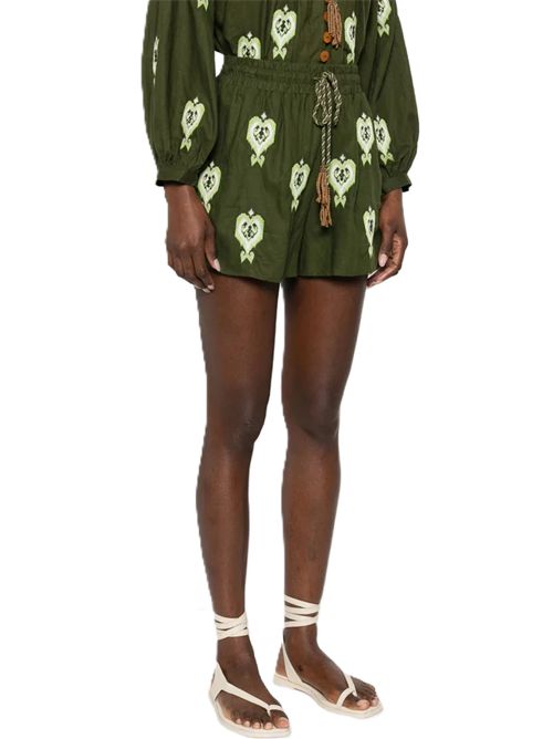 Farm Rio Shorts in lino Verde heart tapestry FARM Rio | 344171L0013 GREEN